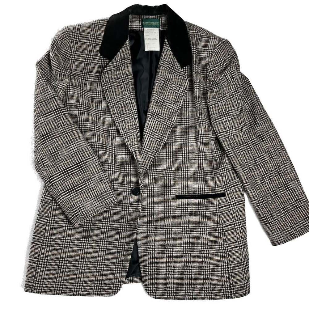 Harvé Benard Wool Plaid Blazer Academia Classic Tailored Size 14